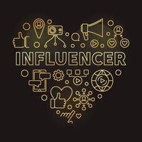 Influencer vector concept outline golden heart illustration