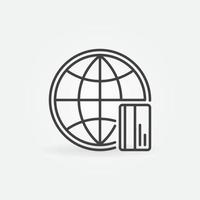 Global Money Transfer line icon. Earth with Credit Card sign vector