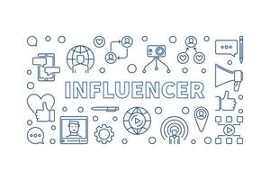 Influencer vector concept creative thin line horizontal illustration