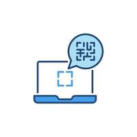 Laptop and QR Code vector concept colored icon