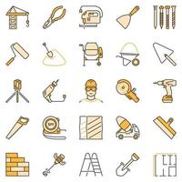 Building colored concept icons set. Construction signs vector