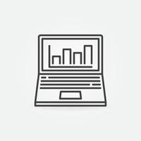 Laptop with Bar Chart outline vector concept icon