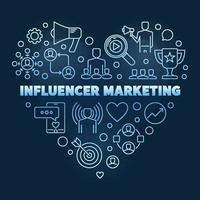 Influencer Marketing vector blue concept linear heart illustration