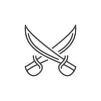 Crossed Sabres or Swords vector concept outline icon