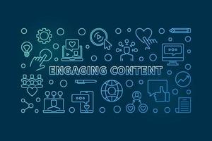 Engaging content vector concept colorful linear horizontal banner