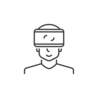 Man with VR glasses vector concept icon in outline style