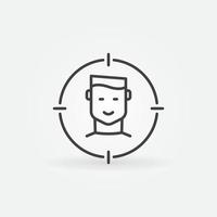 Man Face in Target outline vector concept icon