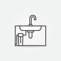 Main Water Filter under the Sink vector line concept icon