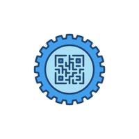 Gear with QR Code inside vector concept colored icon