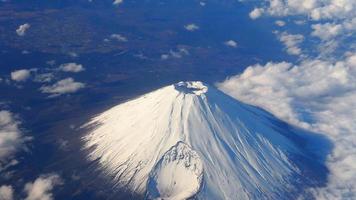 Top view angle of Mt. Fuji mountain and white snow photo