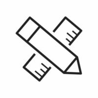 pencil and ruler outline icon vector