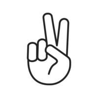 peace hand outline icon vector