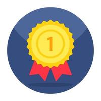 Flat design icon of 1st position badge vector