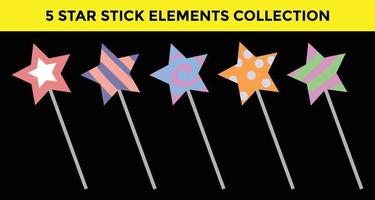 cute star stick element collection vector