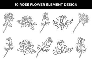 Rose flower ornament element design vector