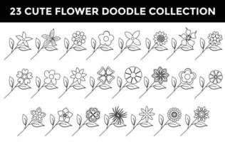 cute flower doodle  decoration collection vector