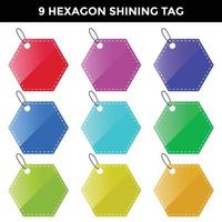 etiqueta de precio hexágono brillante forma geométrica vector