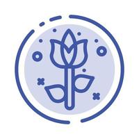 decoración flor de pascua planta línea punteada azul icono de línea vector