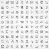 100 iconos de negocios para web y material impreso vector