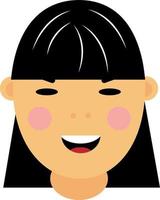 Girl with bangs, illustration, vector on a white background.