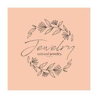 this is a vintage logo of flowers and leaves in retro line style on a calm light pink background