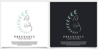 pregnancy logo design vector with line art style