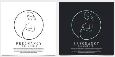 pregnancy logo design vector with line art style