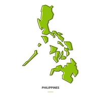 Philippines Outline Map with Green Colour. Modern Simple Line Cartoon Design - EPS 10 Vector
