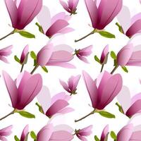 Vector seamless magnolia flower pattern. Modern flat design for fabric and backgrounds