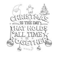 Merry Christmas Coloring page. Christmas line art coloring page design for kids. vector