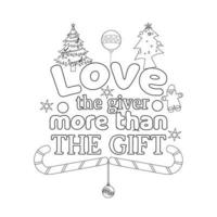 Merry Christmas Coloring page. Christmas line art coloring page design for kids. vector