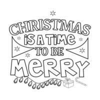 Merry Christmas Coloring page. Christmas line art coloring page design for kids. vector