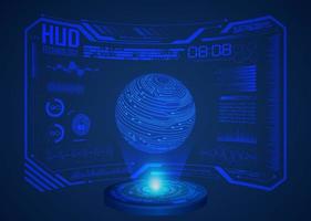 Modern World Map Holographic Projector on Technology Background vector