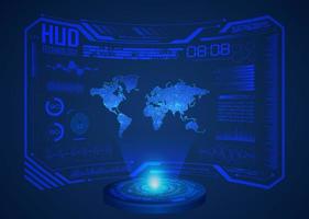 Modern World Map Holographic Projector on Technology Background vector