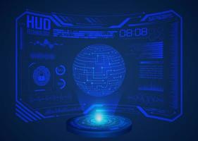 Modern World Map Holographic Projector on Technology Background vector