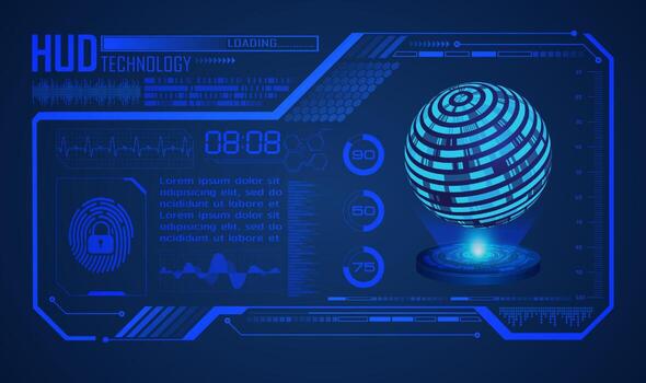 Modern World Map Holographic Projector on Technology Background vector