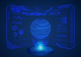 Modern World Map Holographic Projector on Technology Background vector