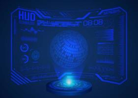 Modern World Map Holographic Projector on Technology Background vector