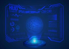 Modern World Map Holographic Projector on Technology Background vector