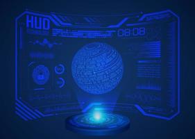 Modern World Map Holographic Projector on Technology Background vector