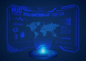 Modern World Map Holographic Projector on Technology Background vector