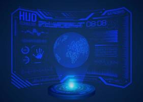 Modern World Map Holographic Projector on Technology Background vector