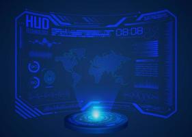 Modern World Map Holographic Projector on Technology Background vector