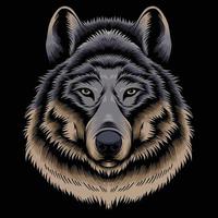 wolf head illustration in detailed style vector