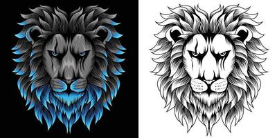lion head illustration in neon color style vector