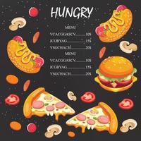 fast food menu template vector illustration