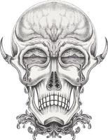 Art surreal skull tattoo. Hand drawing and make graphic vector. vector