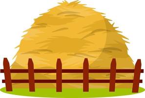 Sheaf of wheat ears. Rural crop with wooden fence. Autumn rustic element. Cartoon flat illustration. Bunch of harvest haystack vector