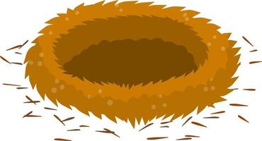 Bird nest. Element of wild nature. Cartoon flat illustration. Animal shelter of brown sticks and branches vector