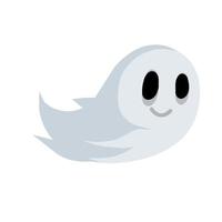 fantasma. divertido espíritu volador. el elemento de halloween. lindo personaje blanco. icono de la muerte. ilustración de dibujos animados plana vector